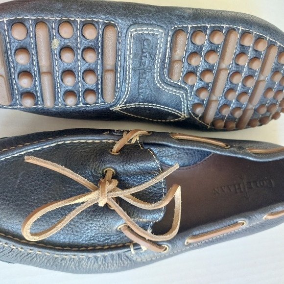 Men COLE HAAN Navy BLUE Loafers Leather Driving Shoes Sz 8.5 - Picture 2 of 8
